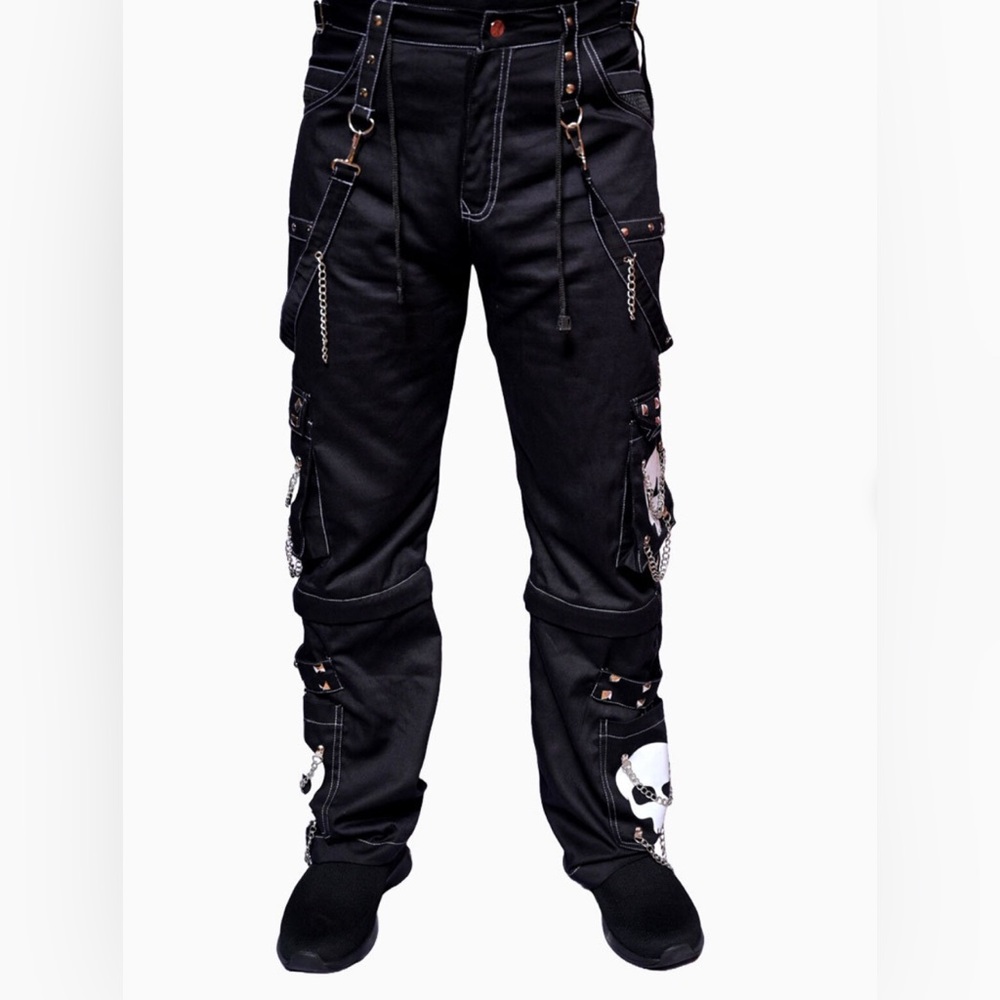 Gothic Cargo Style Skull Print Pants Size M